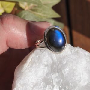 Labradorite bague argent ovale taille 56