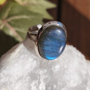 Labradorite bague argent ovale taille 55