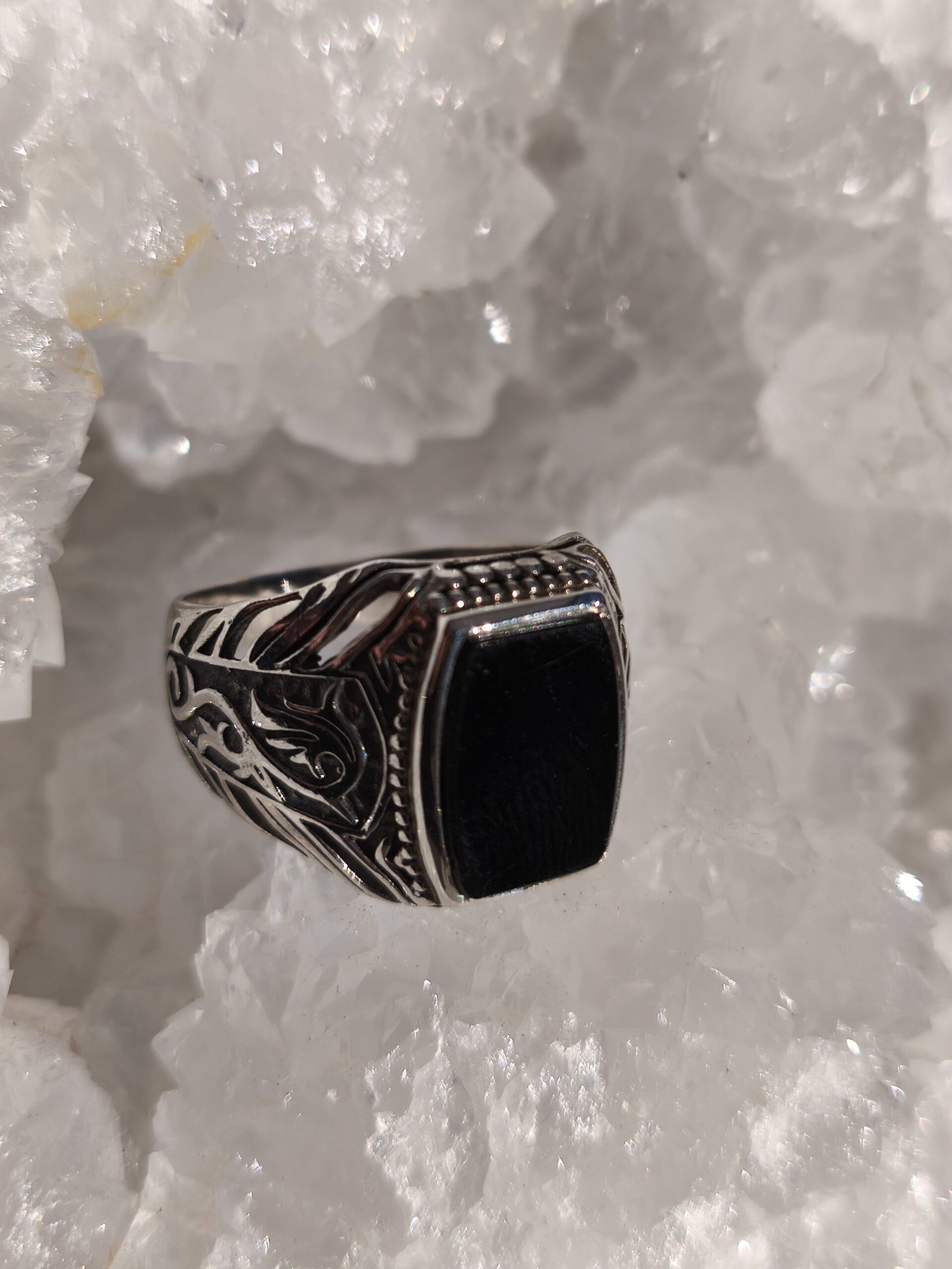 Onyx bague chevalière taille 63
