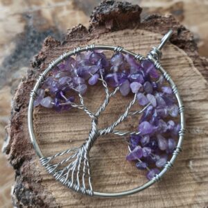 amethyste pendentif arbre de vie