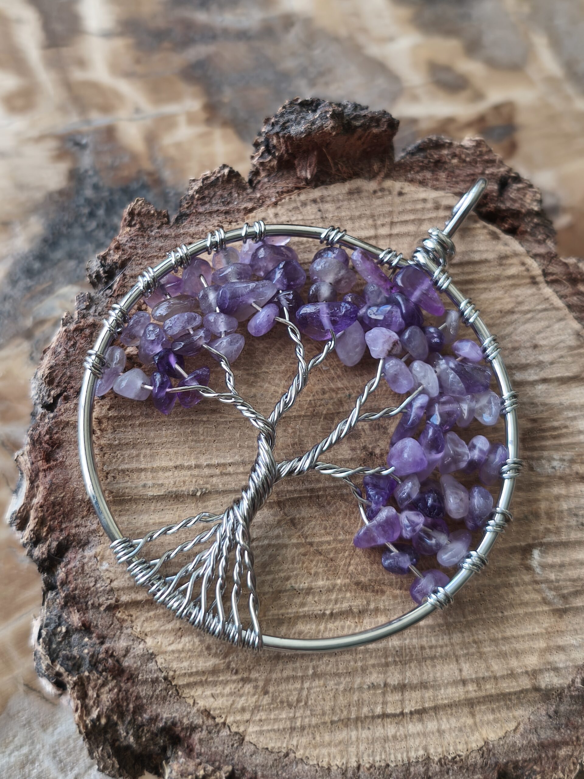 amethyste pendentif arbre de vie