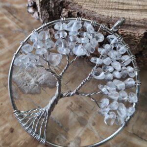 cristal de roche pendentif arbre de vie