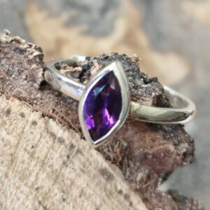 amethyste bague forme calisson/argent/taille53