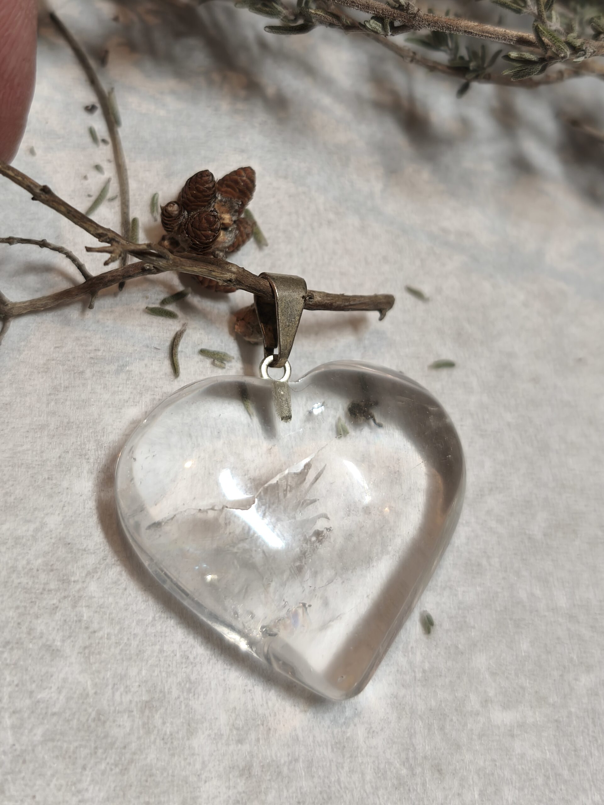 cristal de roche pendentif coeur