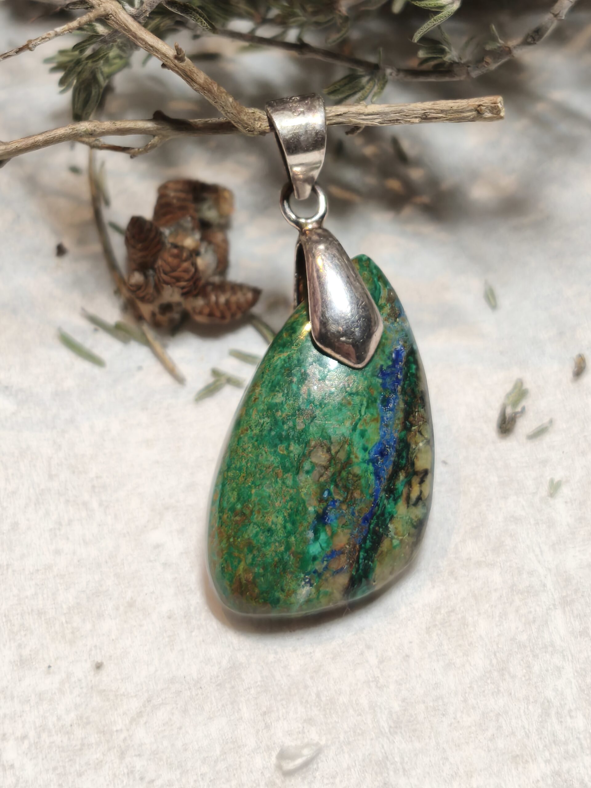 azurite pendentif forme libre