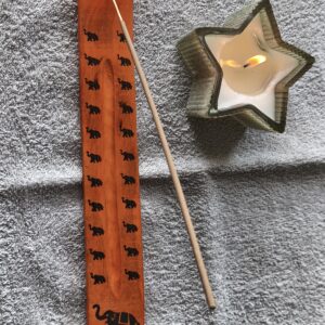 support à encens baton en bois orange elephant