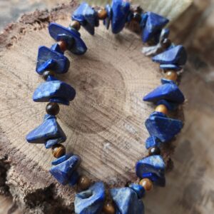 Lapis lazuli et perles oeil de tigre