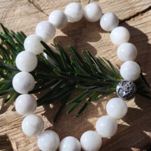 pierre de lune blanche / arbre de vie bracelet