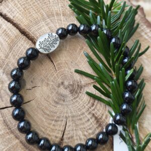 spinelle noir / arbre de vie bracelet