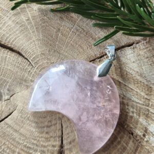 quartz rose pendentif lune