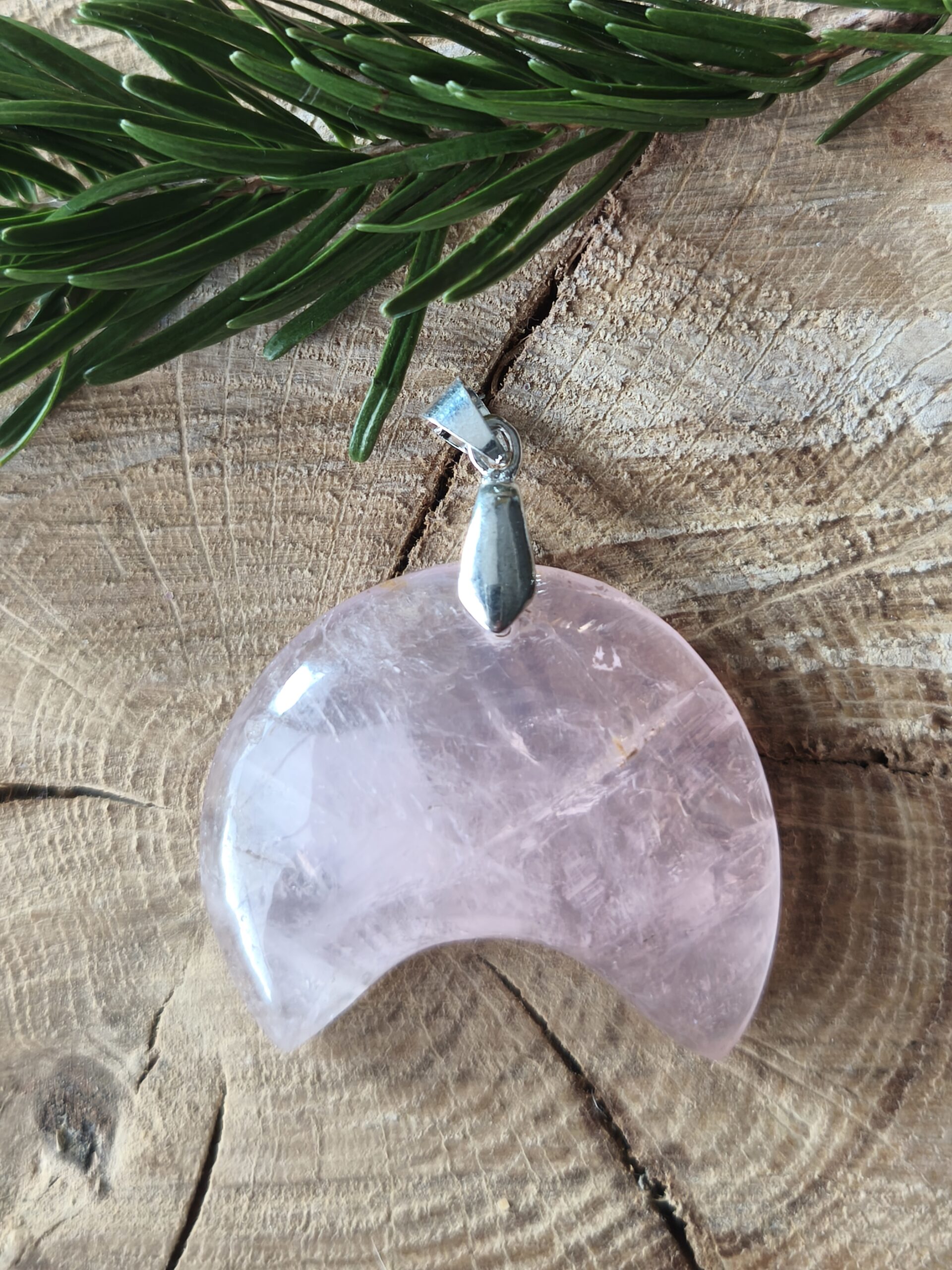 quartz rose pendentif lune – Image 3