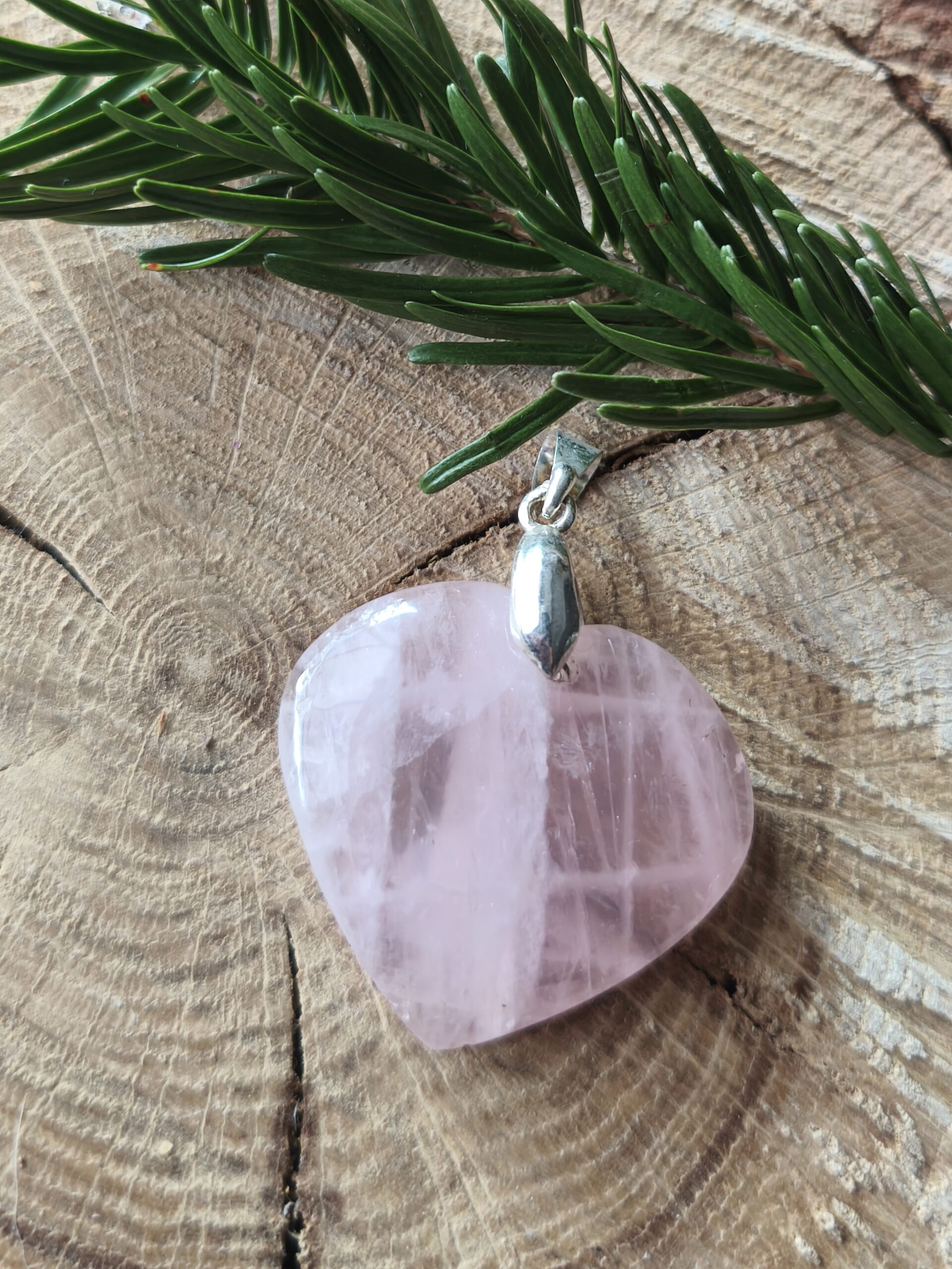 quartz rose pendentif coeur