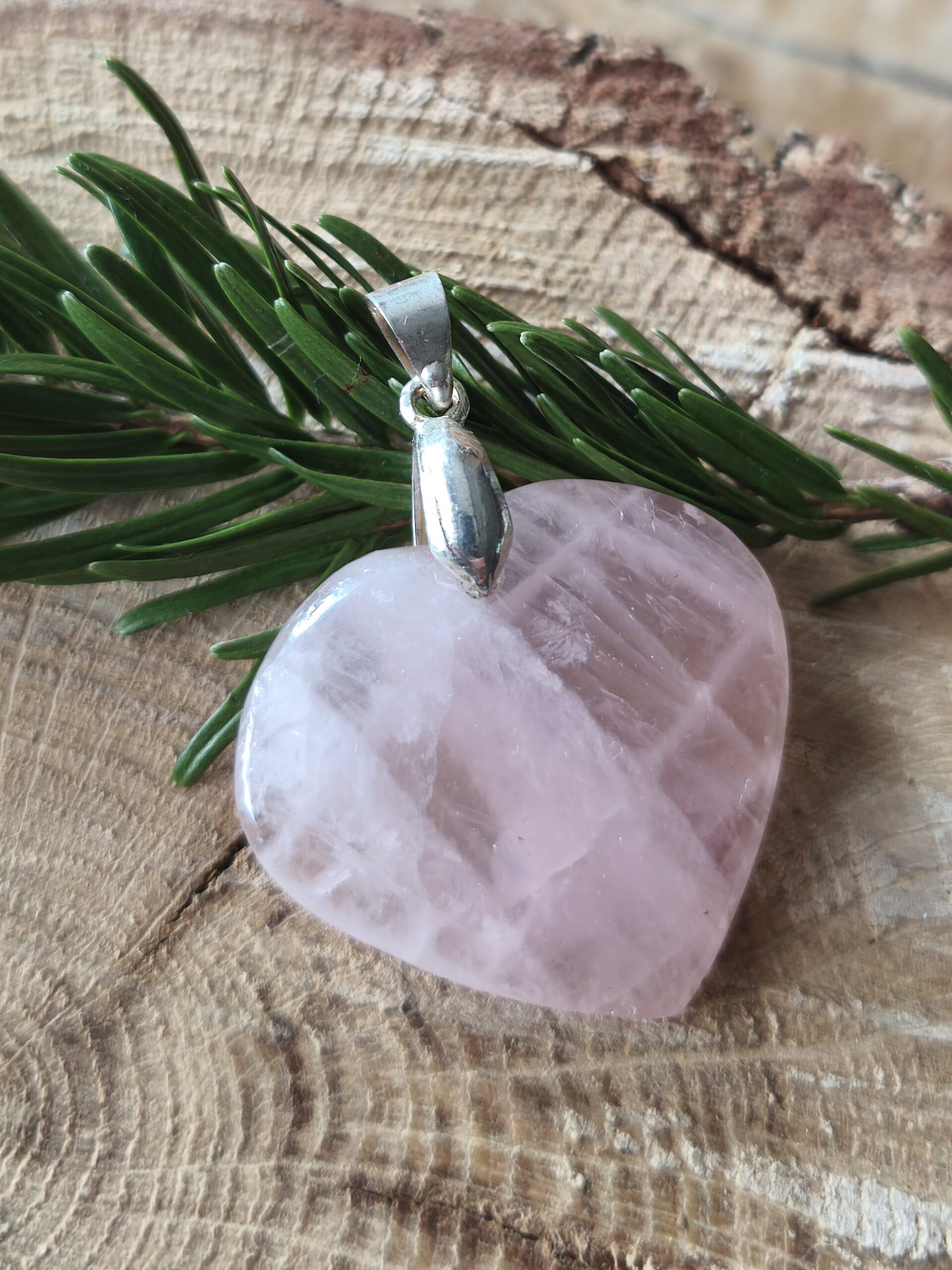 quartz rose pendentif coeur – Image 2