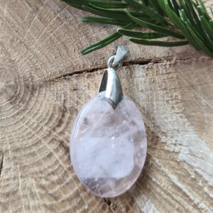 quartz rose pendentif ovale