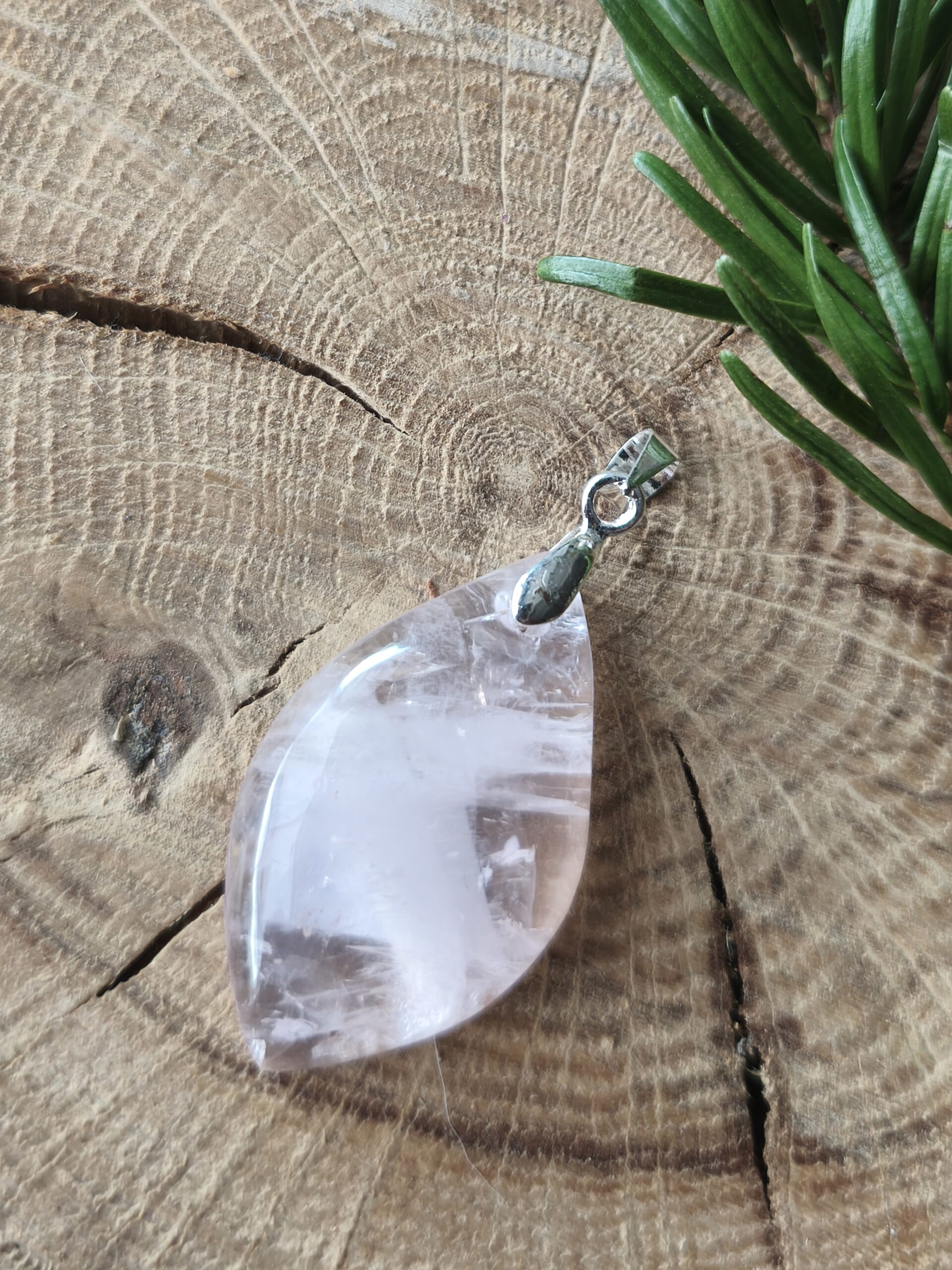 quartz rose pendentif forme libre – Image 2