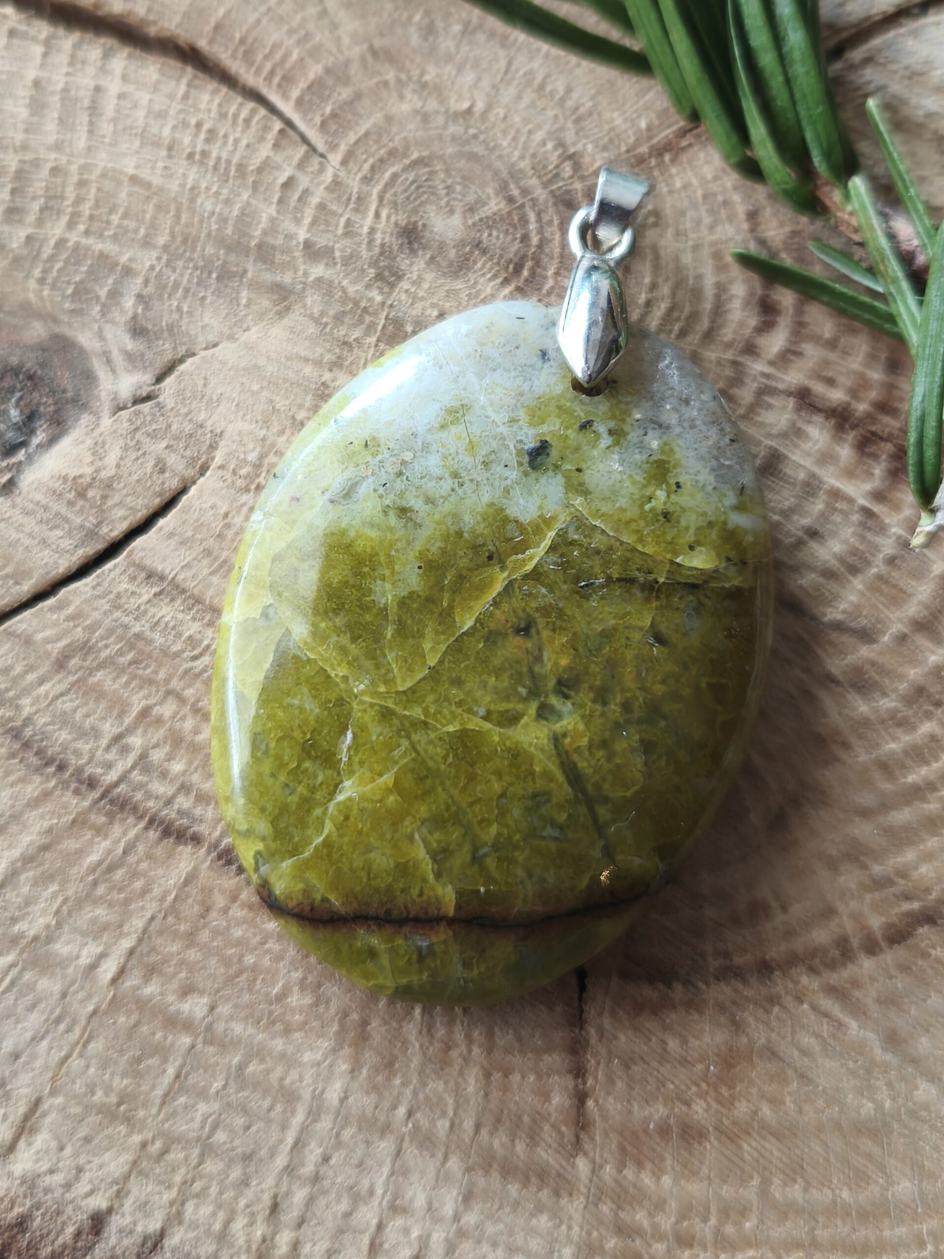 opale verte pendentif ovale – Image 3
