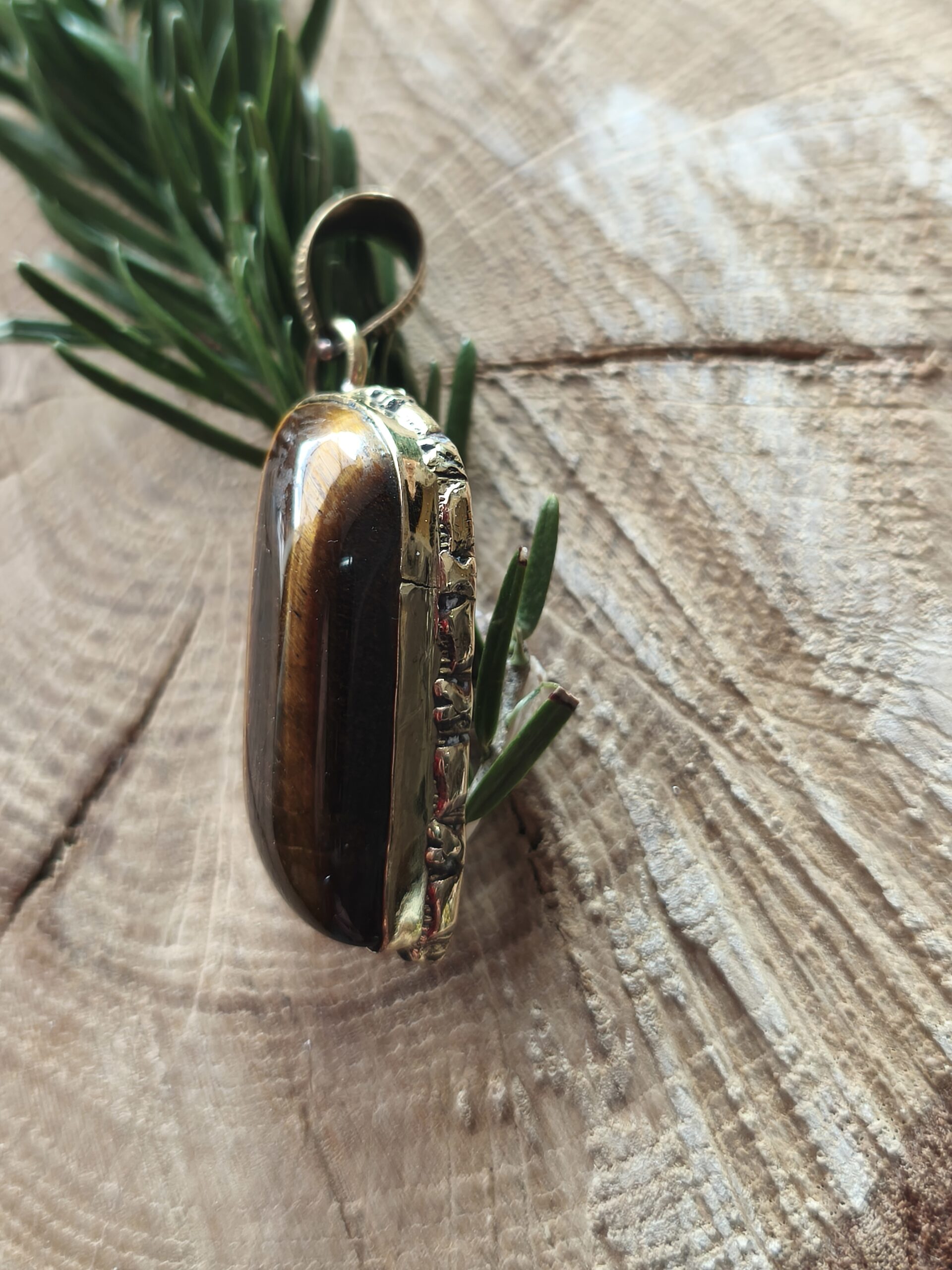 oeil de tigre pendentif doré – Image 2