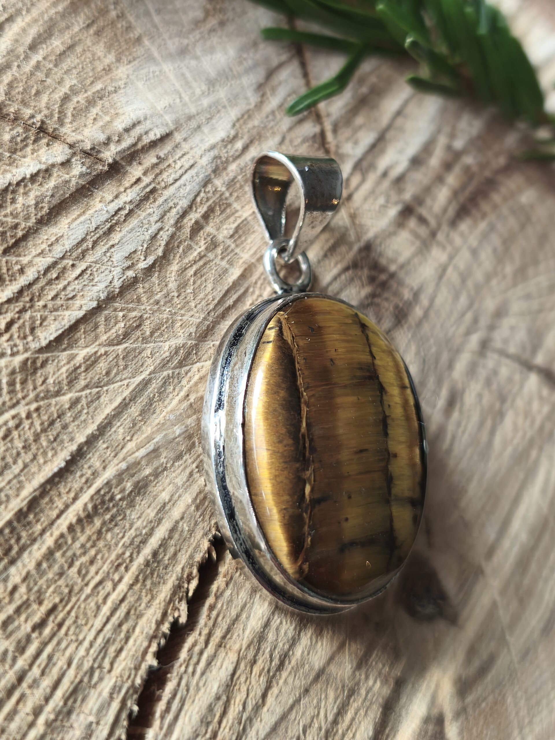 oeil de tigre pendentif ovale – Image 2