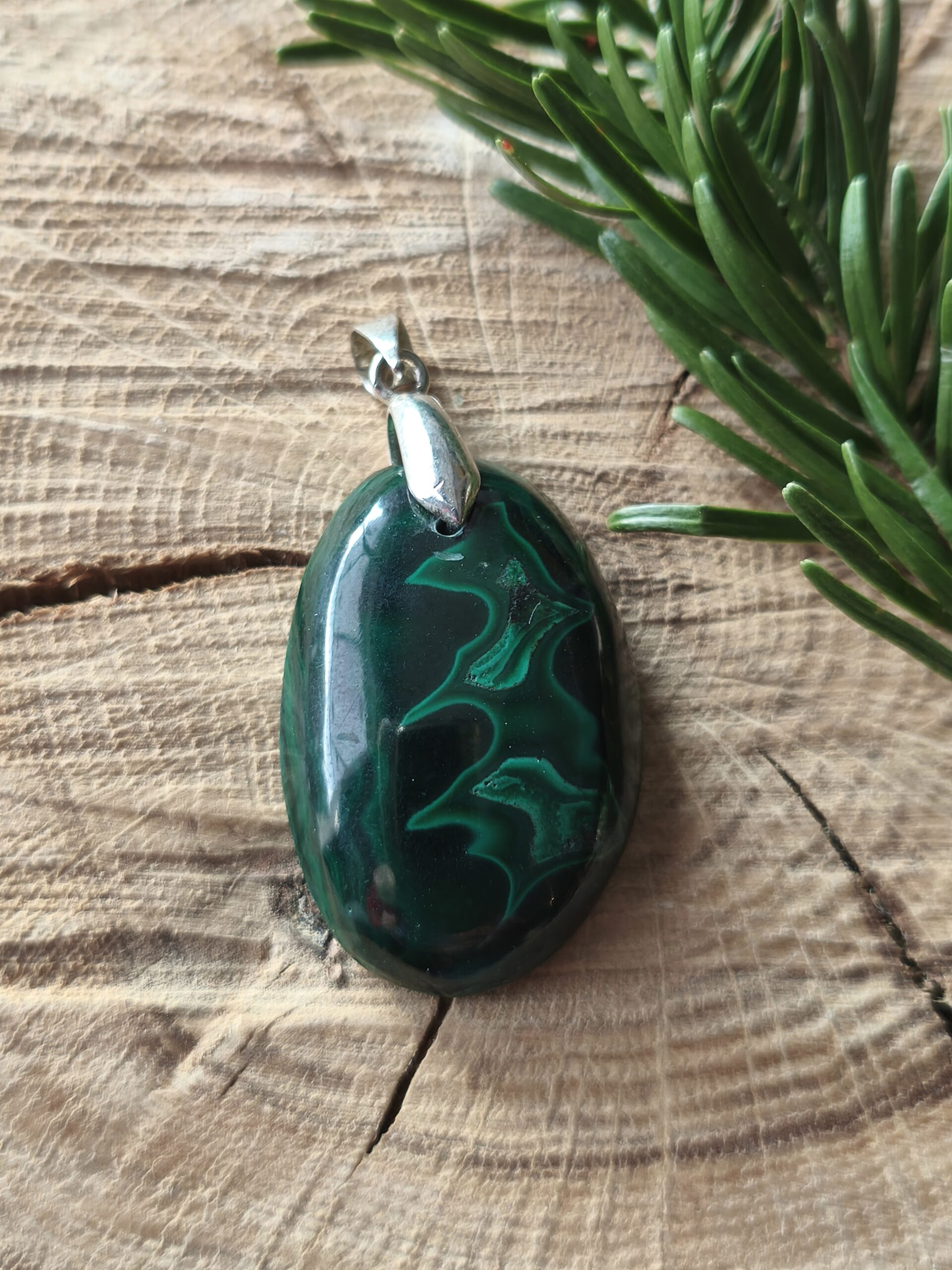 malachite pendentif forme libre – Image 2