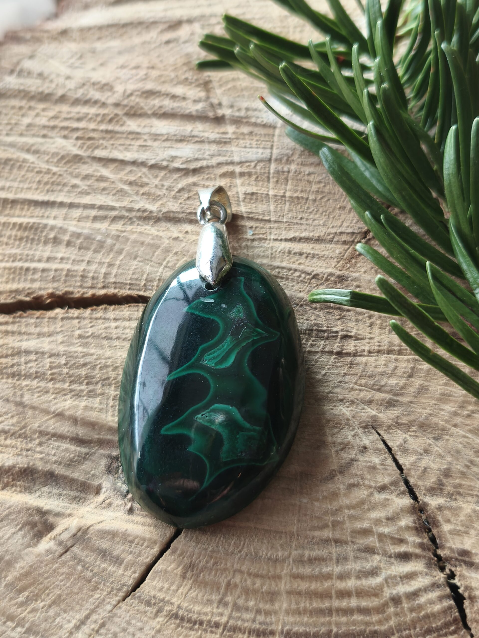 malachite pendentif forme libre