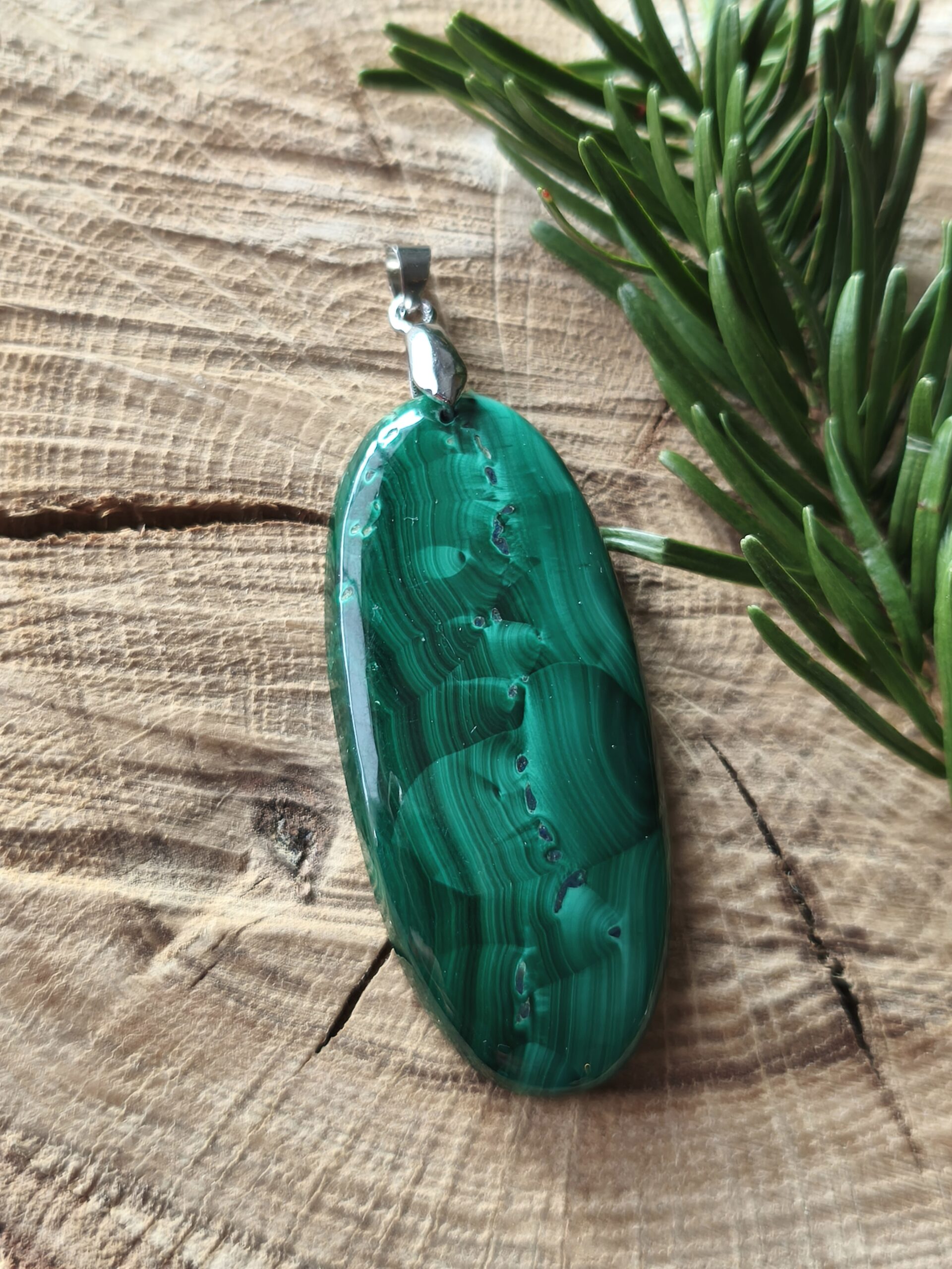 malachite pendentif ovale – Image 2