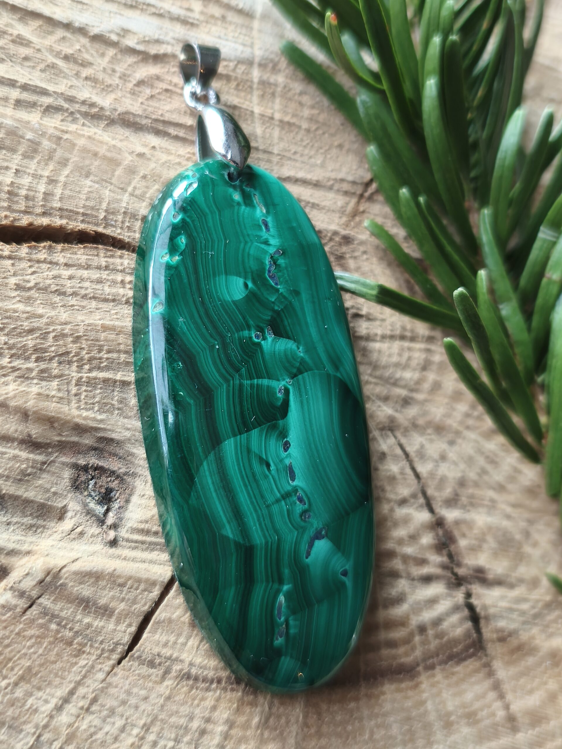 malachite pendentif ovale