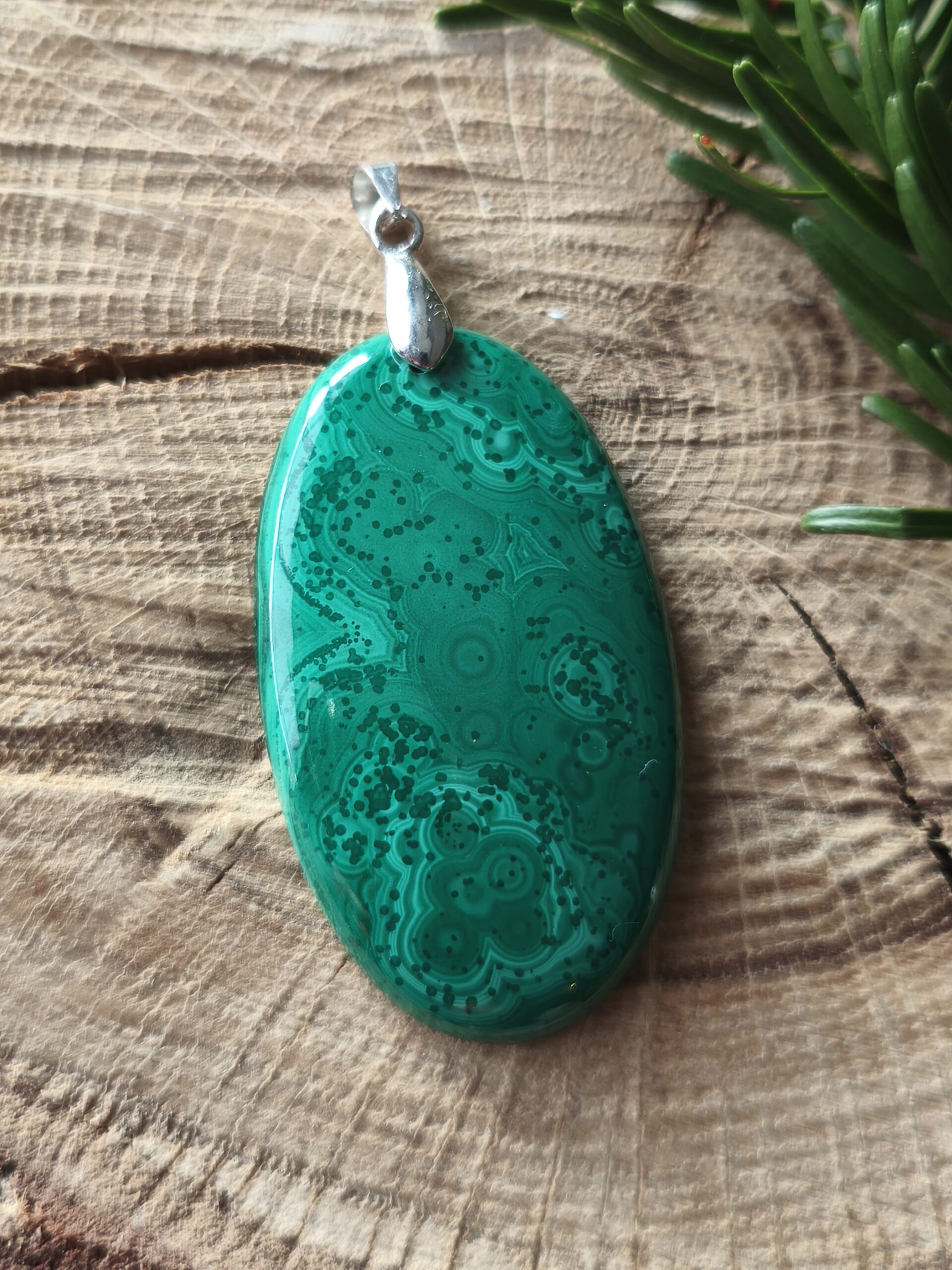 malachite pendentif ovale