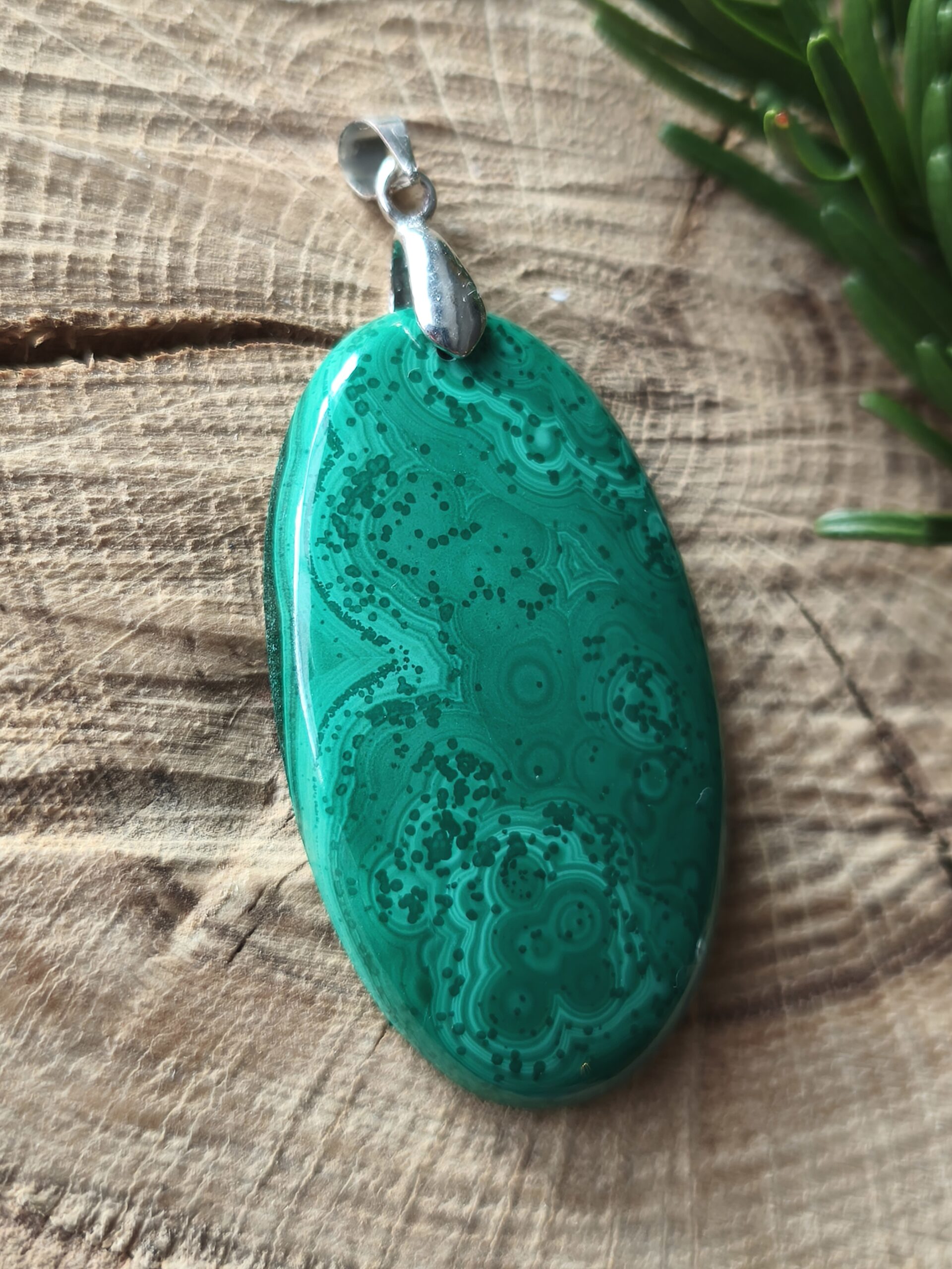 malachite pendentif ovale – Image 2
