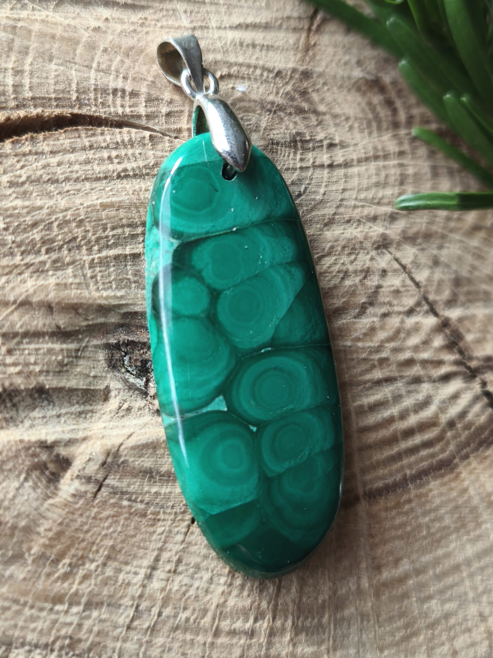 malachite pendentif ovale