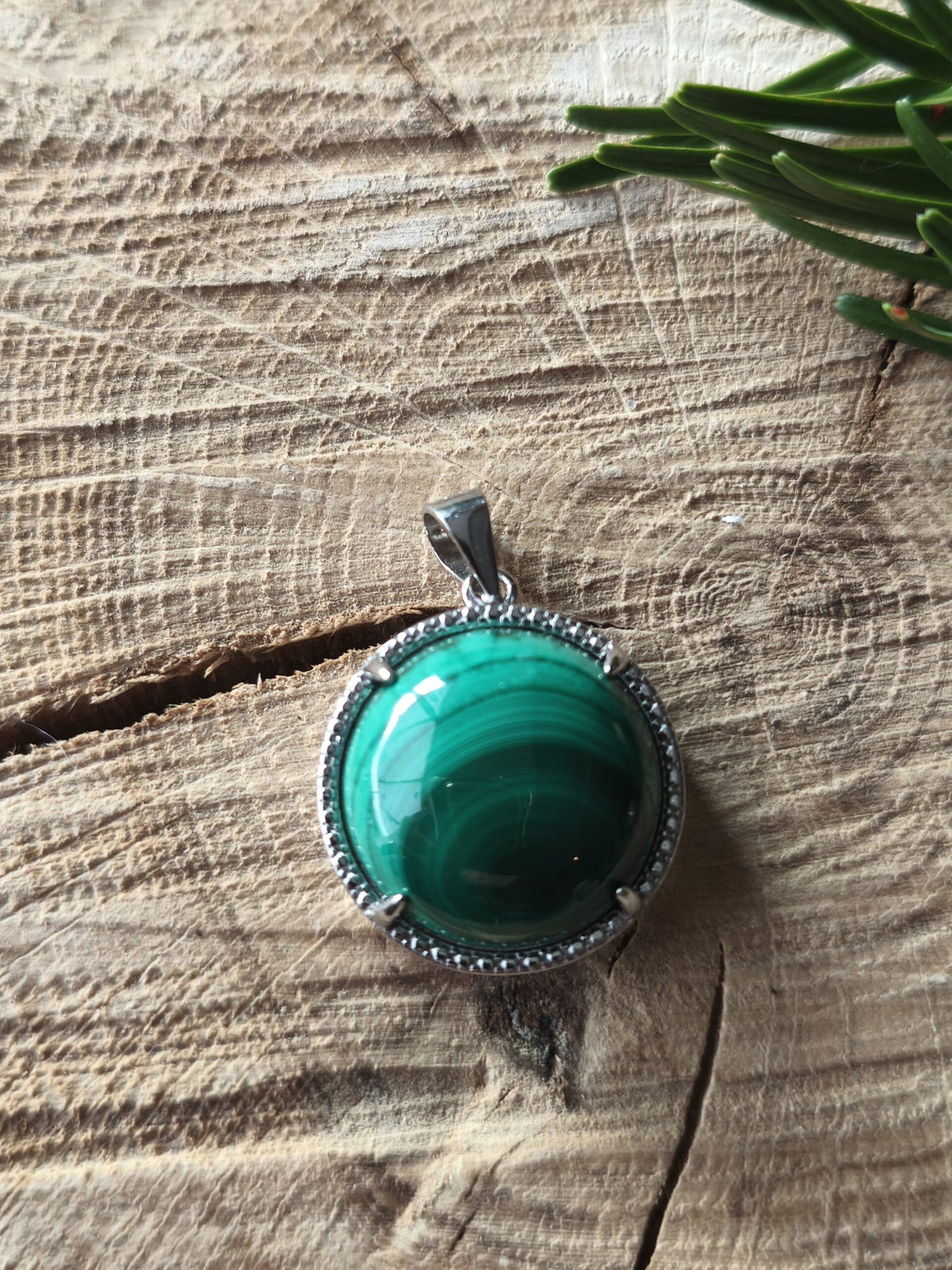 malachite pendentif rond – Image 2