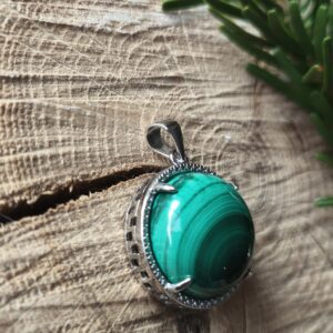 malachite pendentif rond