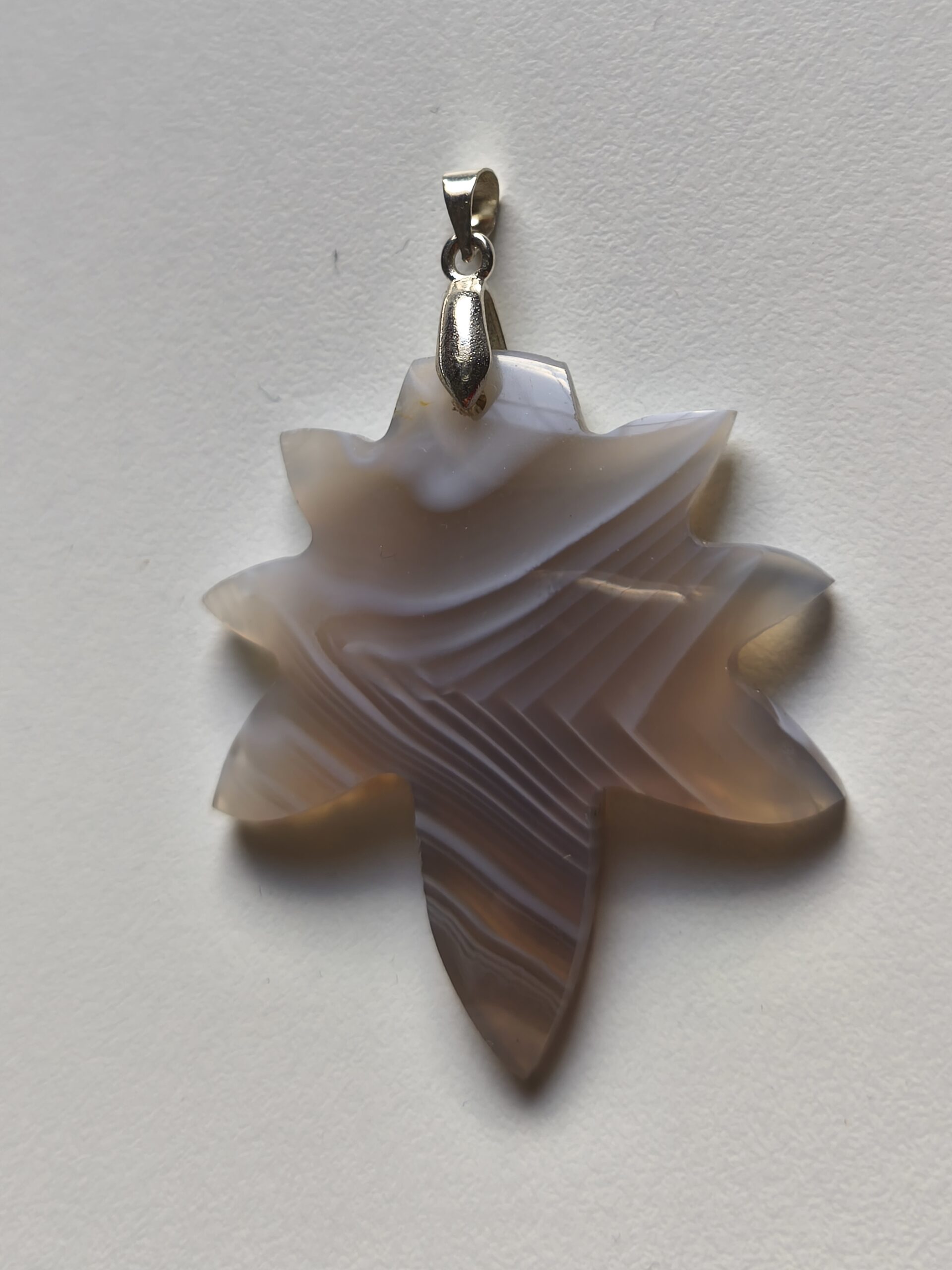 agate rubanée pendentif feuille – Image 2
