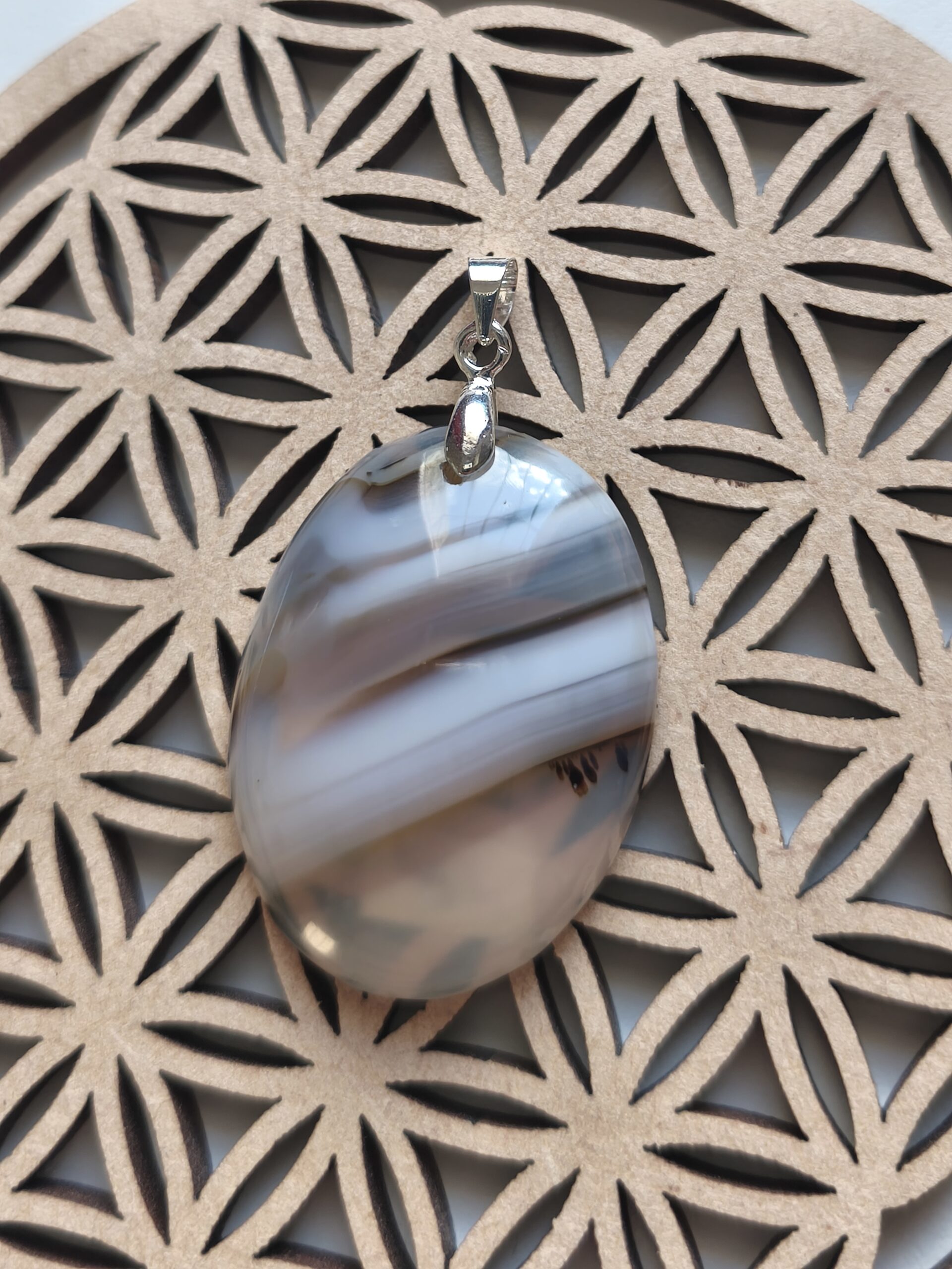 agate rubanée pendentif ovale