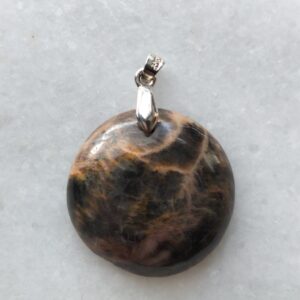 Pierre de lune noire pendentif