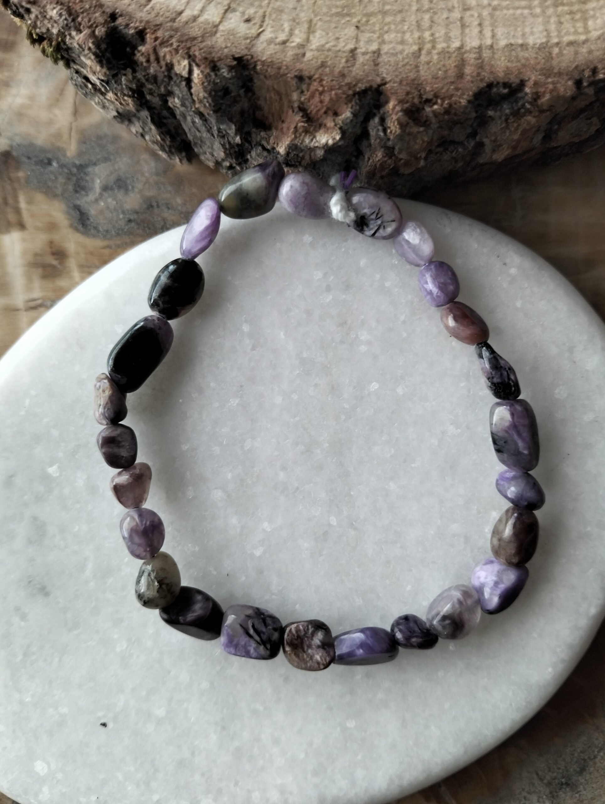 Charoïte bracelet pierre forme libre