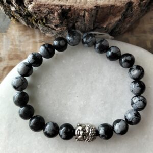 Obsidienne neige bracelet et bijoux bouddha