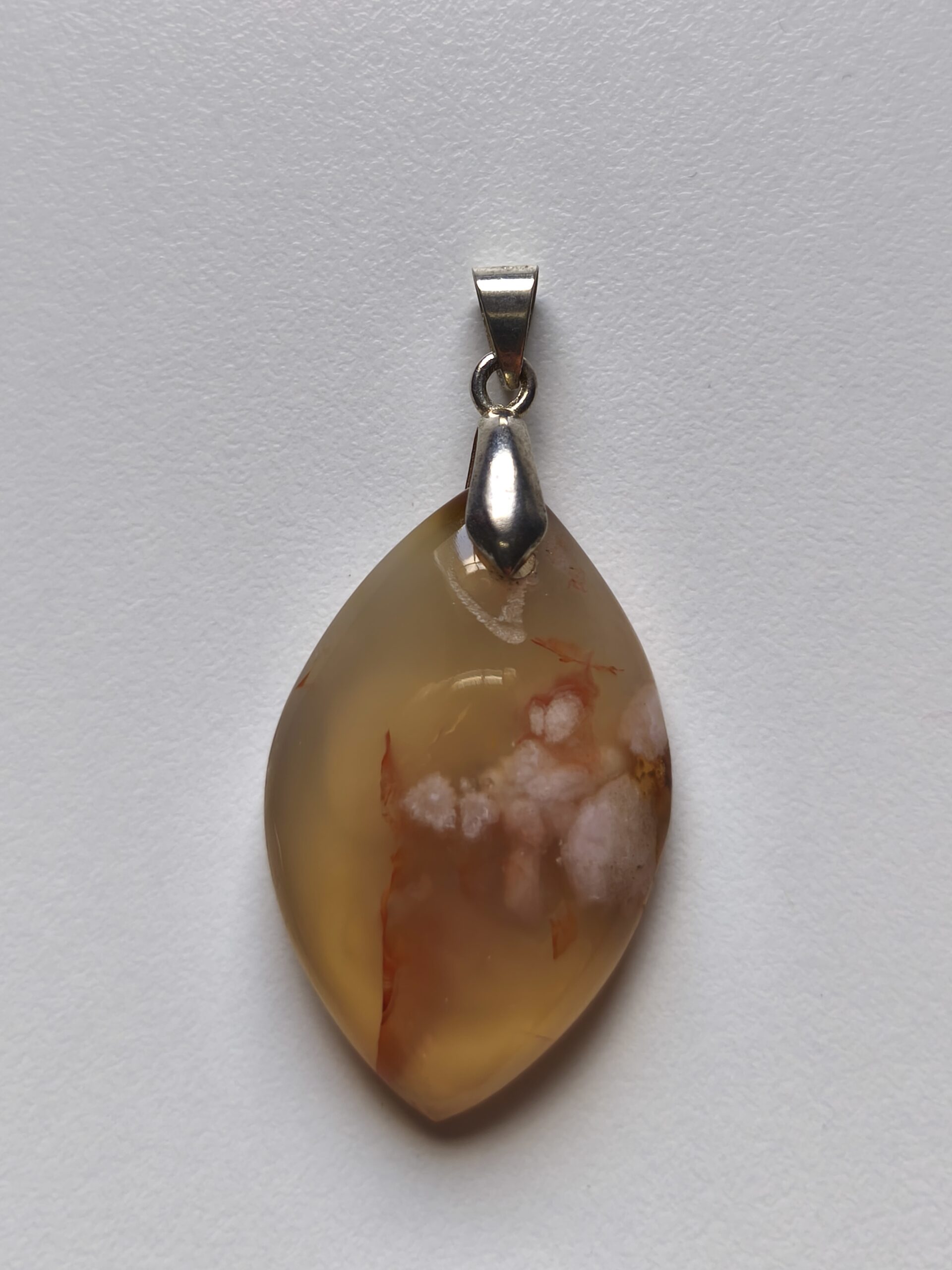 agate fleur pendentif forme libre