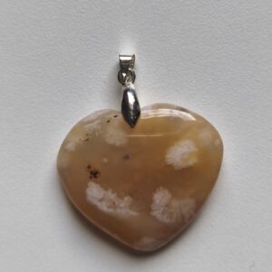 agate fleur pendentif coeur