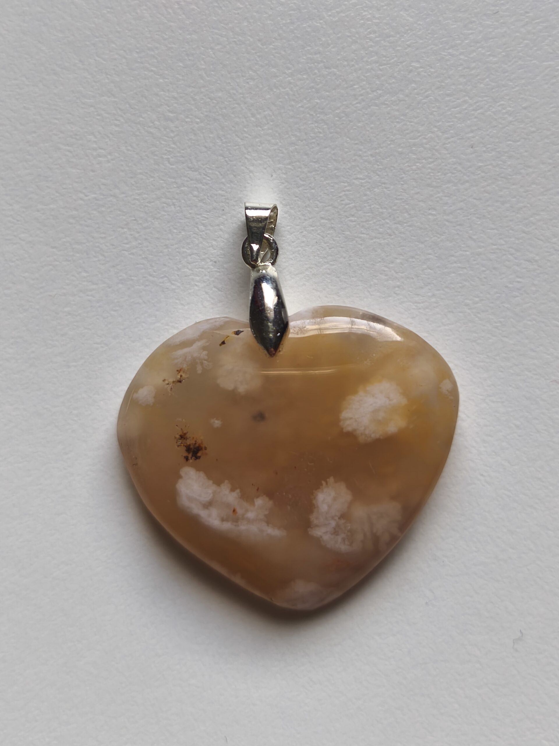 agate fleur pendentif coeur