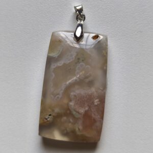 agate fleur pendentif rectangulaire