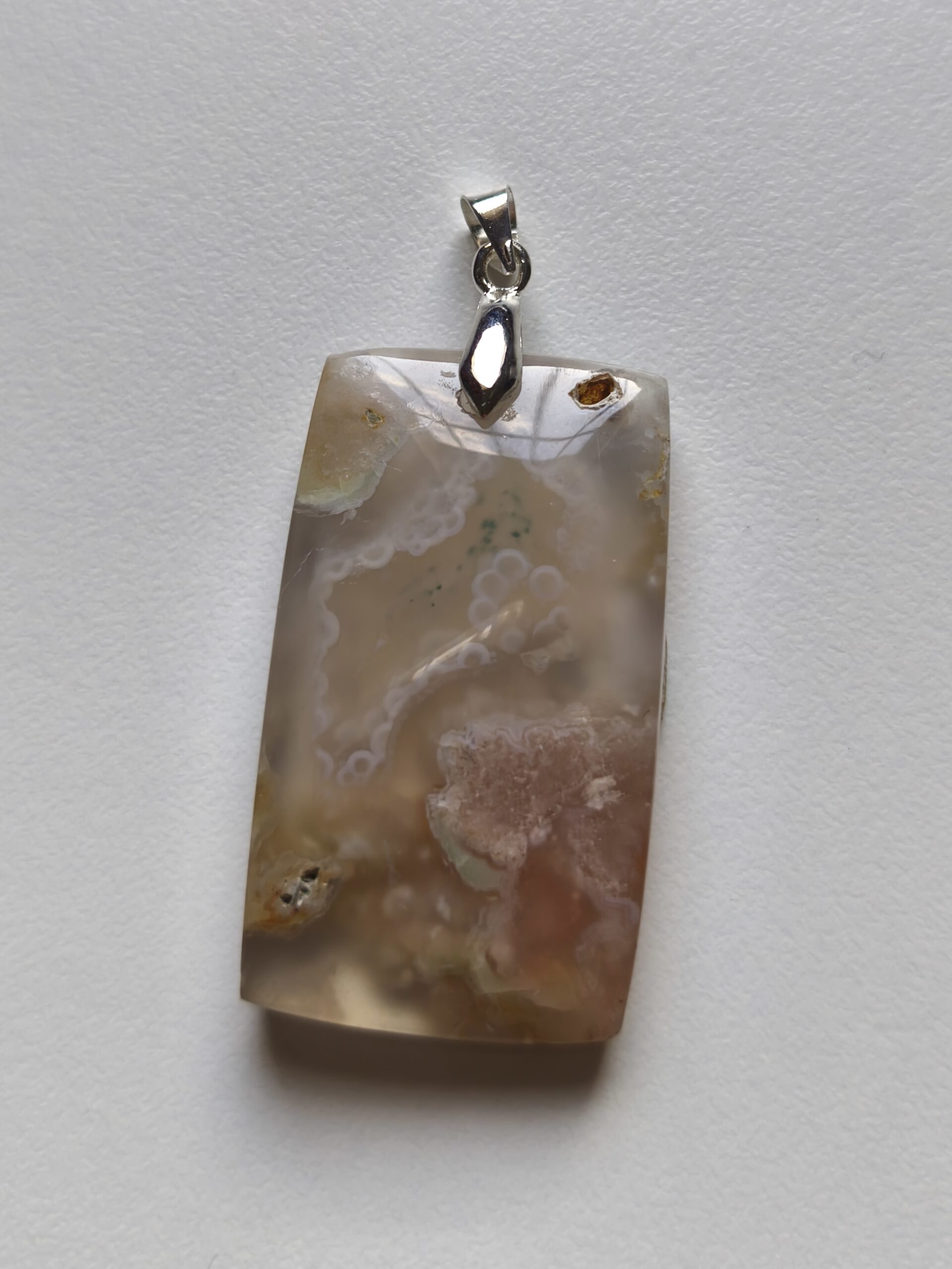 agate fleur pendentif rectangulaire