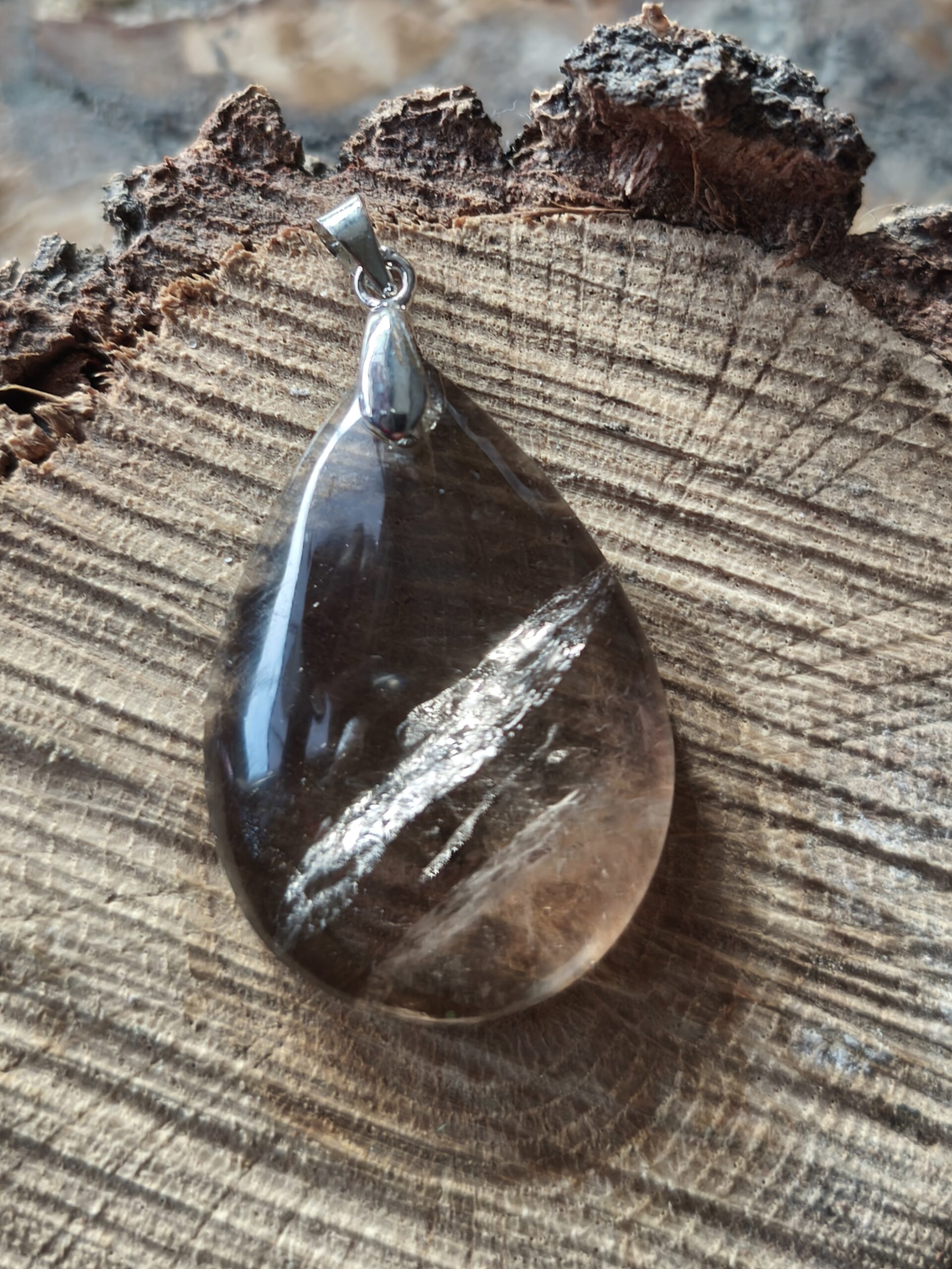 quartz fumé pendentif goutte