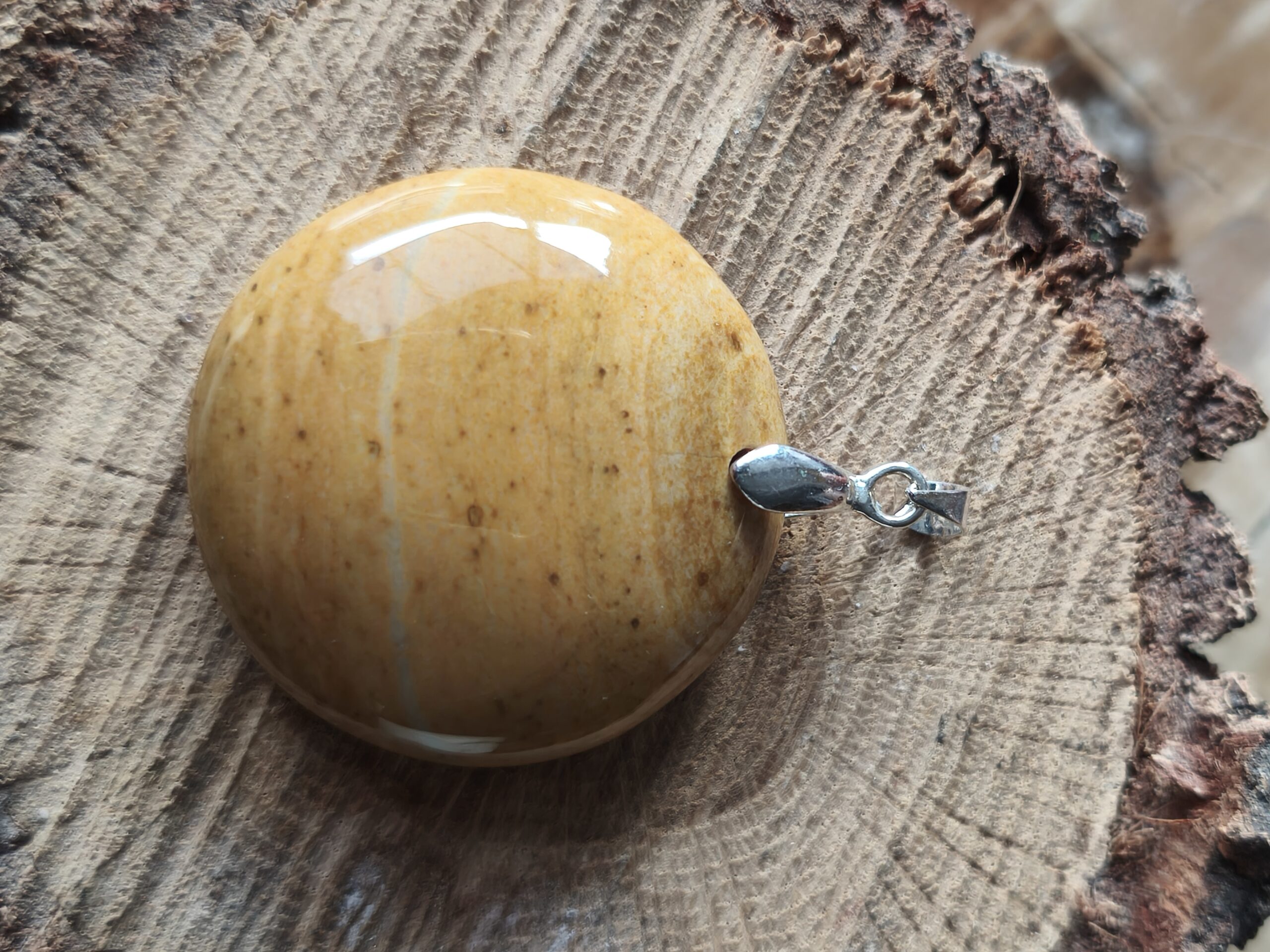 jaspe jaune pendentif rond – Image 2