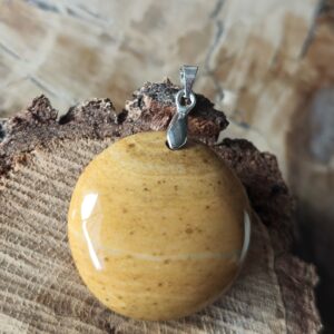 jaspe jaune pendentif rond