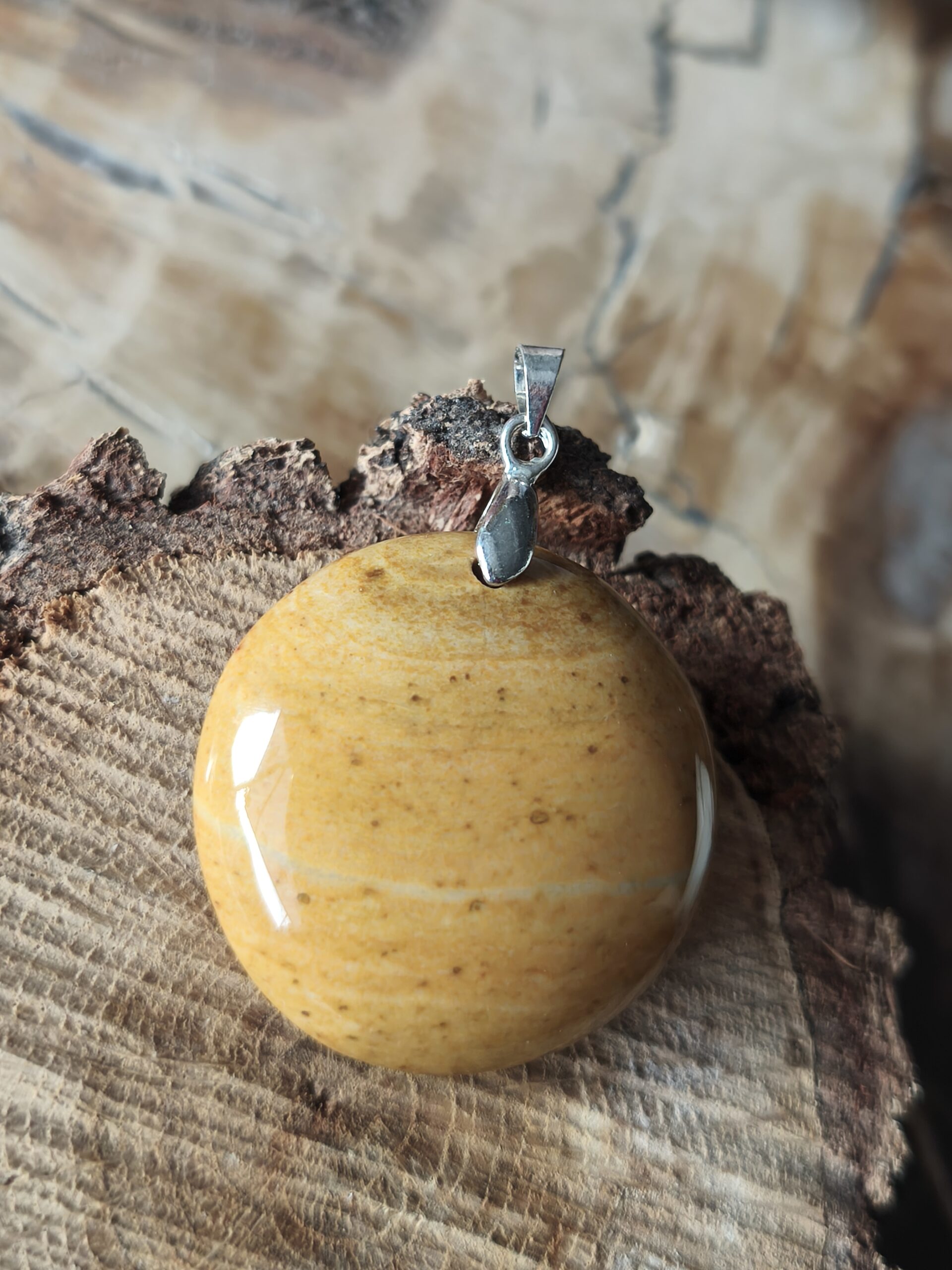 jaspe jaune pendentif rond