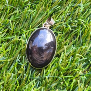 obsidienne dorée pendentif / argent