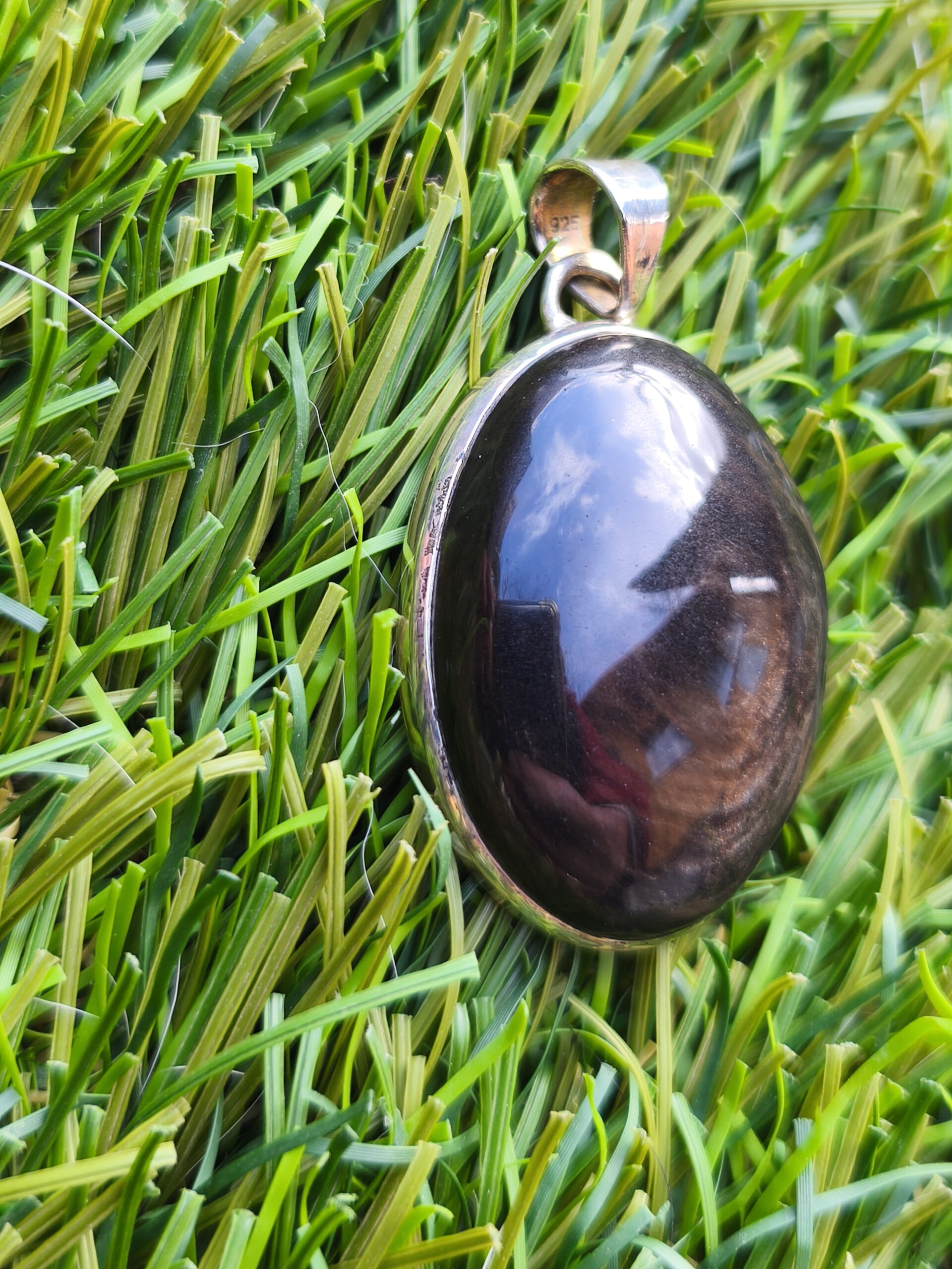 obsidienne dorée pendentif / argent – Image 2