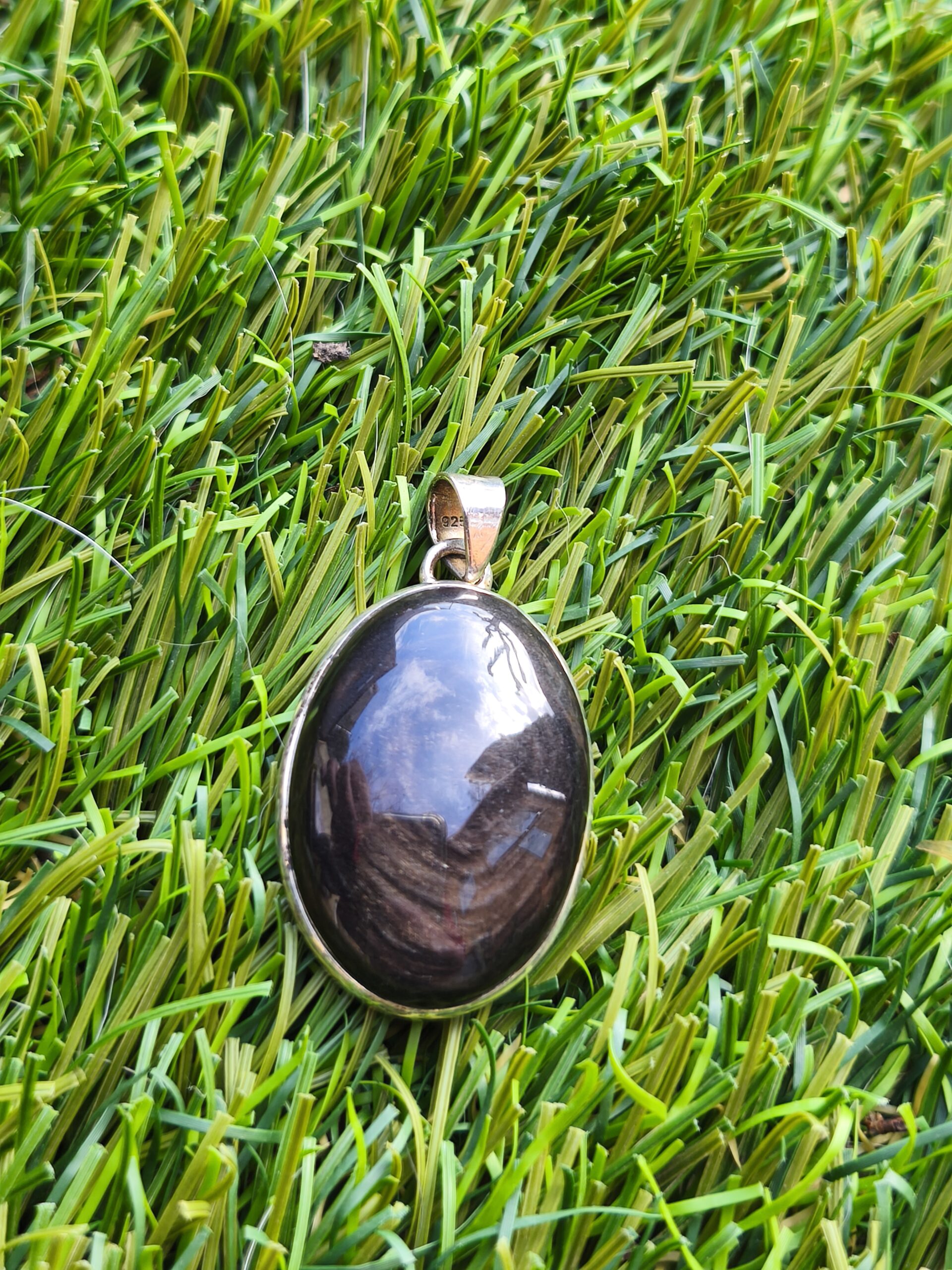 obsidienne dorée pendentif / argent – Image 3