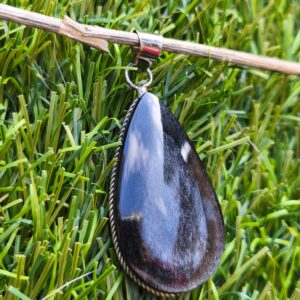 obsidienne argentée pendentif goutte