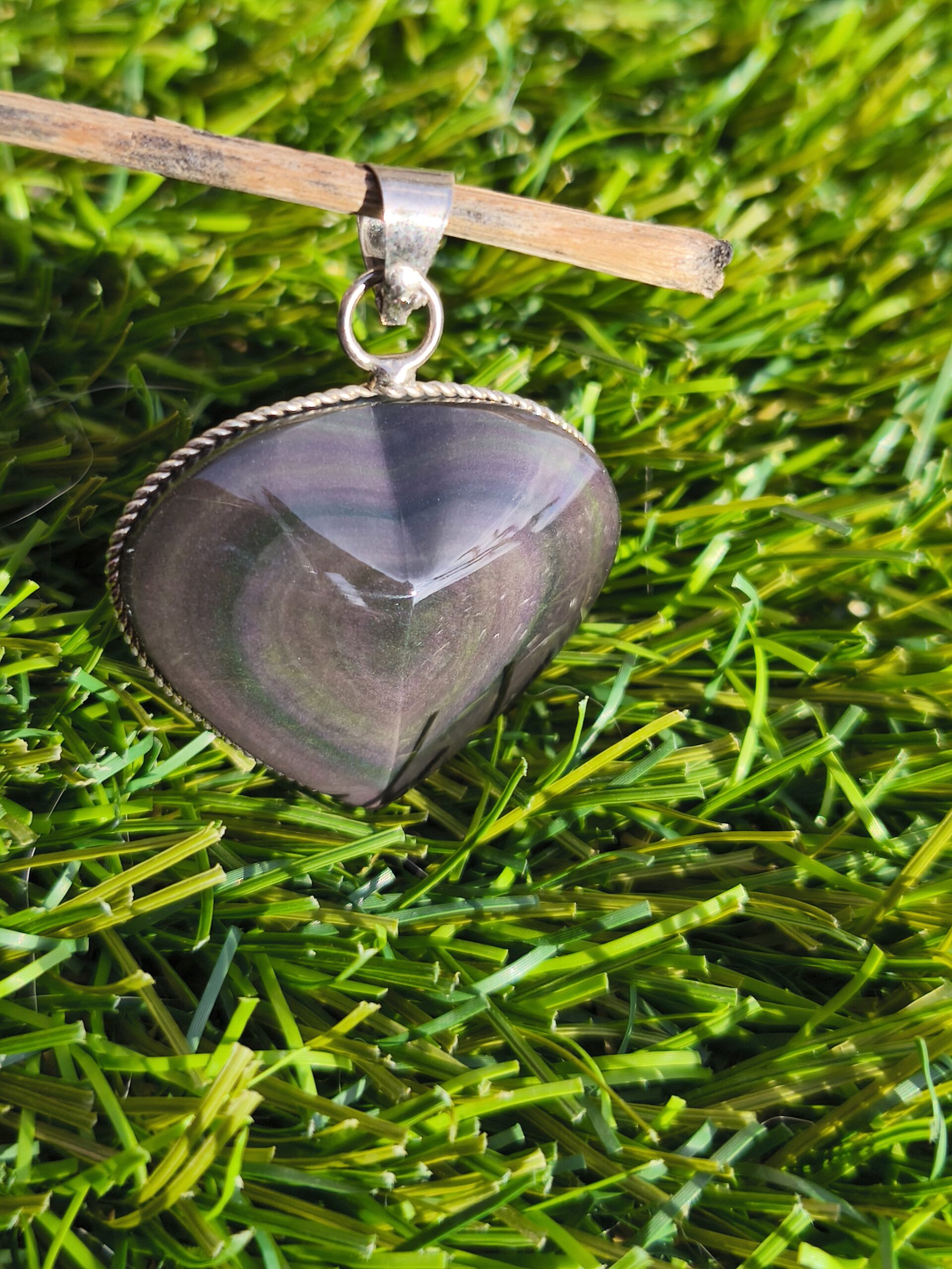 obsidienne oeil celeste pendentif coeur